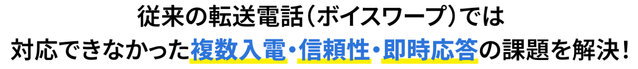 従来の転送電話では対応できなかった複数入電・信頼性・即時応答の課題を解決！