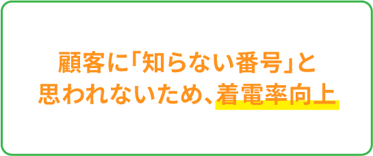 顧客に「知らない番号」と思われないため、着電率向上